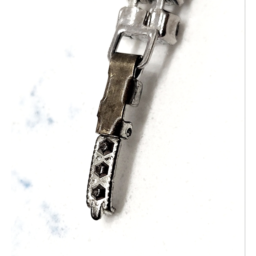 VINTAGE Double rhinestone chain link tennis bracelet, 7" - Picture 10 of 16